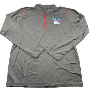 New York Rangers NHL Official 1/4 Zip Sweater Men’s L Gray Soft  Stretch